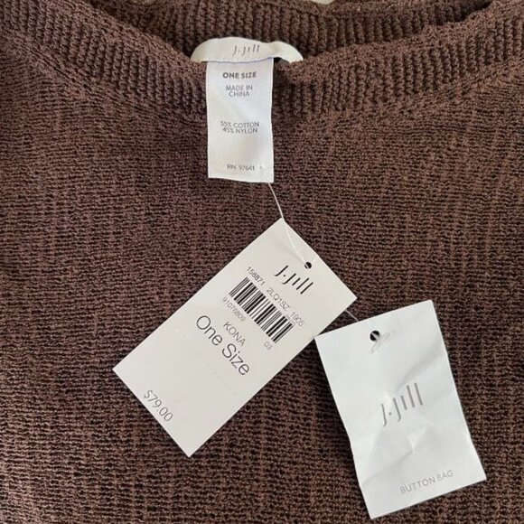 *NWT* J.JILL "GIA" 2-WAY PONCHO CAPE SWEATER + TANK TOP_KONA (BROWN)_OS_$79 - Picture 4 of 5